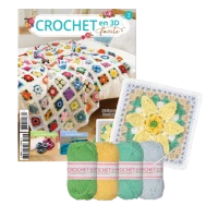 Le N°2 : Le fascicule + 4 pelotes + 1 aiguille à bout rond pour crocheter un carré